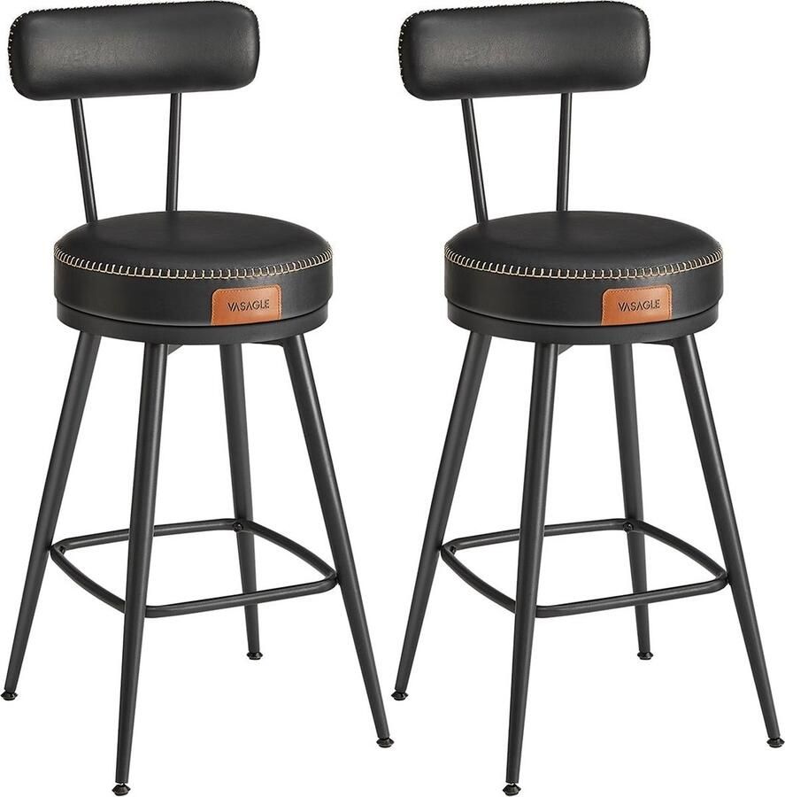 Rootz Living Rootz 2-delige barstoelenset tegenkrukken keukeneilandstoelen comfortabele zitplaatsen 54 cm x 54 cm x 91 cm