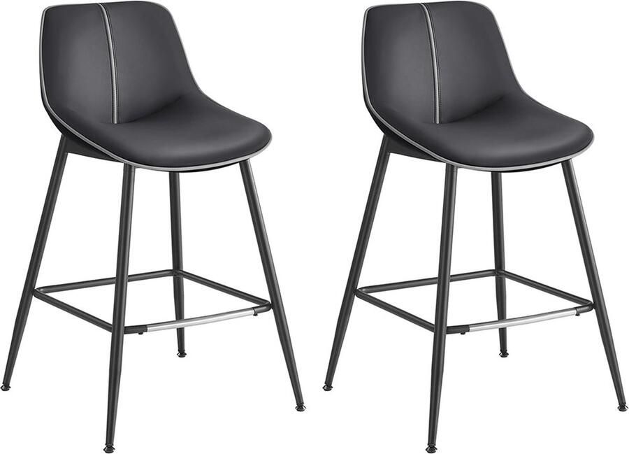 Rootz Living Rootz 2-delige set barkrukken keukenkrukken toonbankstoelen PU-kunstleer 49 5 cm x 50 cm x 87 5 cm inktzwart