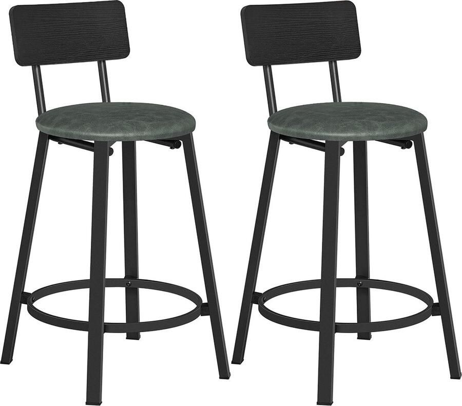 Rootz Living Rootz 2-pack barkrukken toonbankkrukken keukenkrukken spaanplaat PU-schuimstaal 39 cm x 39 cm x 82 cm