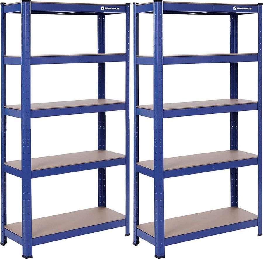 Rootz Living Rootz 2-pack blauw opbergrek planken organisatie-eenheden staal en MDF 30 cm x 75 cm x 150 cm capaciteit 130 kg