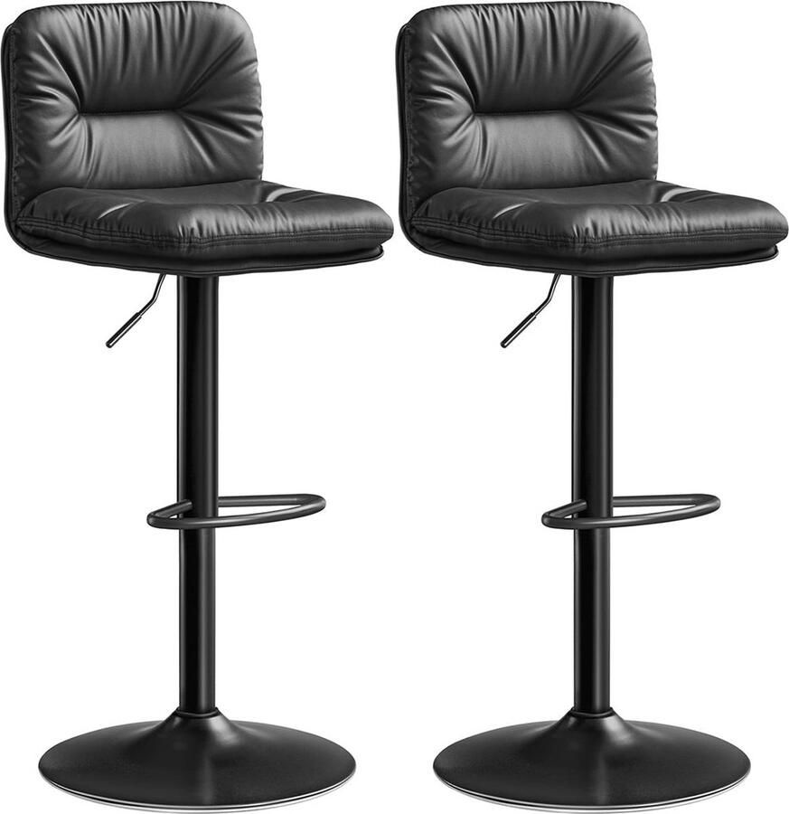 Rootz Living Rootz 2-pack zwarte barstoelen baliekrukken draaibare stoelen PU-materiaal verstelbare hoogte 47 cm x 41 cm x (89-110) cm