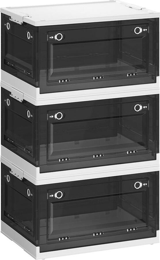 Rootz Living Rootz 3-delige set opbergdoos organizerbakken stapelbare containers PP HIPS-materiaal wolkwit leigrijs 61 cm x 42 5 cm x 33 5 cm 68 l volume