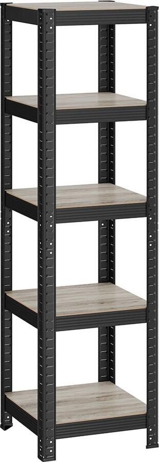 Rootz Living Rootz 3-laags standaardplank Greige Zwart Staal MDF Opbergorganisator Ruimtebesparend Eenvoudige montage 37 cm x 37 cm x 150 cm