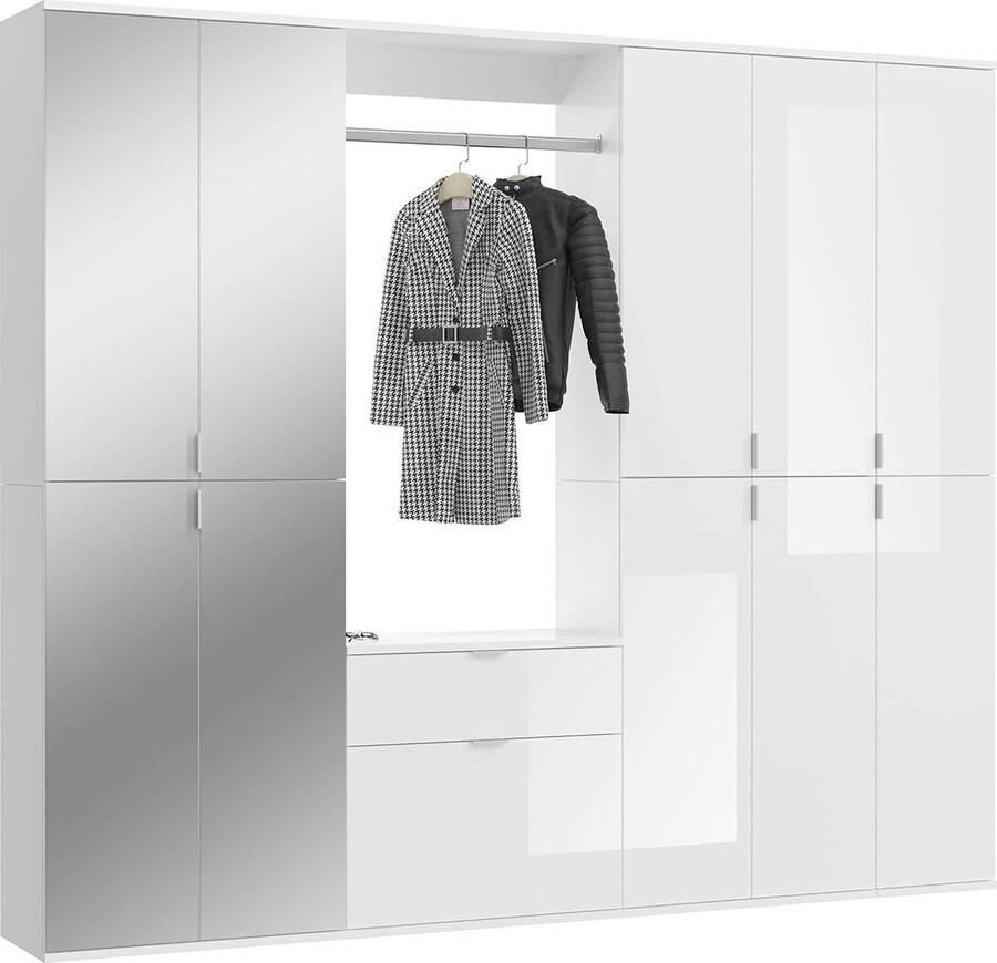 Rootz Living Rootz 4-delige kledingkast Closet Organizer Dressoirmeubel Houtmateriaal Hoogglans Wit 213cm x 193cm