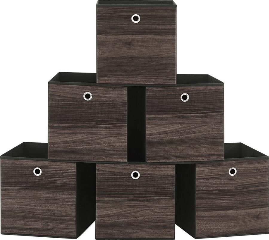 Rootz Living Rootz 6-pack Maroon opbergdozenset kartonnen organizer bak van niet-geweven stof Oxford stoffen container lichtgewicht duurzaam ruim 30 cm x 30 cm x 30 cm
