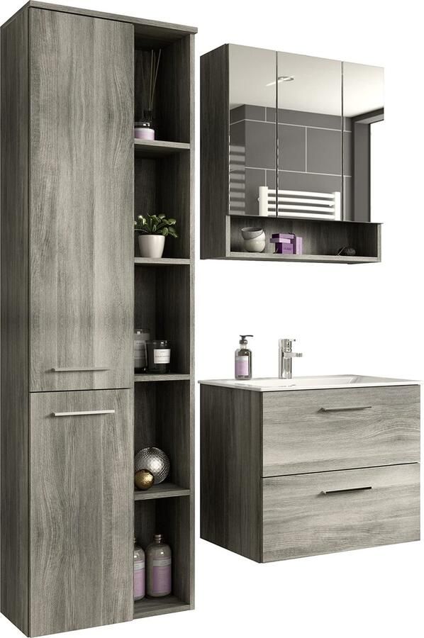 Rootz Living Rootz Badkamermeubelset Wastafelkast Wastafelonderkast Modulair ontwerp Houtmateriaal Rookzilver 120 cm x 170 cm