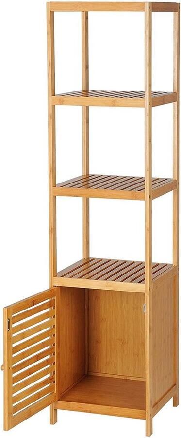 Rootz Living Rootz Bamboo Organizer met 5 planken Opbergrek Displayplank Hoogwaardig duurzaam ruimtebesparend 36 cm x 33 cm x 140 1 cm