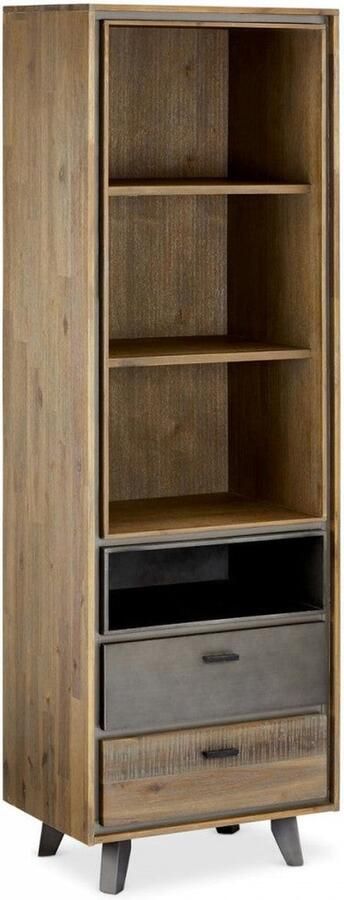 Rootz Living Rootz Boekenkast Opbergplank Vitrinekast Massief acaciahout Duurzaam en stevig Elegant ontwerp Eenvoudig onderhoud 60 cm x 40 cm x 187 cm