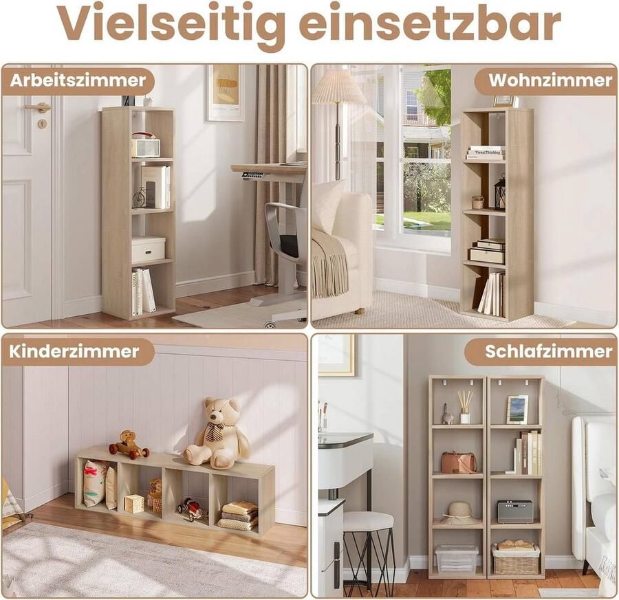 Rootz Living Rootz Boekenkast Staande Plank Open Cube Organizer Premium houtmateriaal Grote opslagruimte 30 cm x 106 5 cm x 23 5 cm - Foto 2
