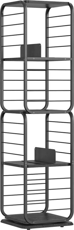 Rootz Living Rootz Boekenplank Ebony Black-Ink Black Spaanplaatstaal Grote opbergruimte Stevige constructie Eenvoudige montage 43 cm x 43 cm x 158 cm