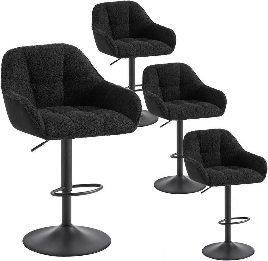 Rootz Living Rootz Chenille Barkruk Tegenkruk Draaikruk Schuim met hoge dichtheid In hoogte verstelbaar 52 cm x (87-109 cm) x 50 cm