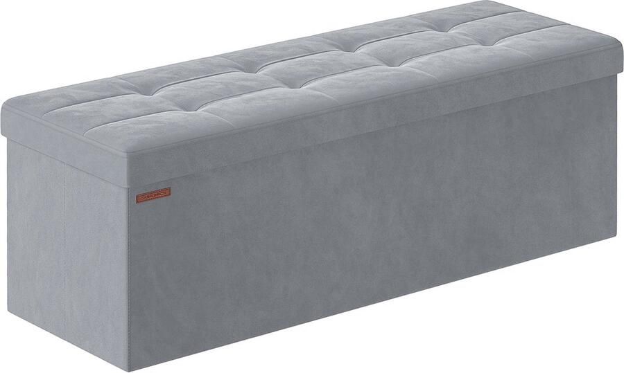 Rootz Living Rootz Dove Grey Velvet Zitkist Opbergpoef Gestoffeerde bank MDF-constructie 38 cm x 110 cm x 38 cm Lichtgewicht Ruim Stevig