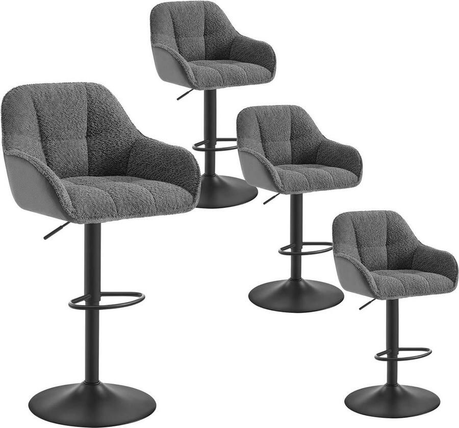 Rootz Living Rootz Draaibare Barkruk Tegenkruk Hoge Stoel Hoogte Verstelbaar & 360° Draaibaar Scheurbestendig Chenille Corduroy 52x(87-109)x50 cm