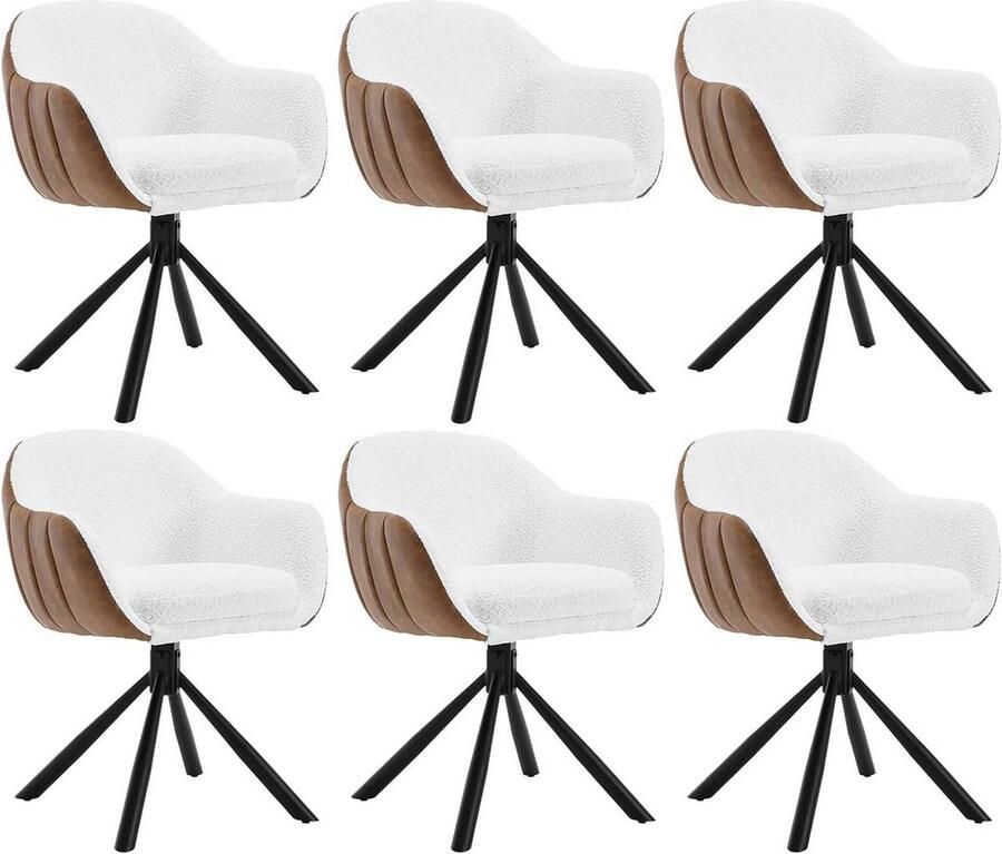 Rootz Living Rootz draaibare eetkamerstoel roterende zitting chenille hoes schuim met hoge dichtheid boucléstof 57 cm x 79 cm x 62 cm