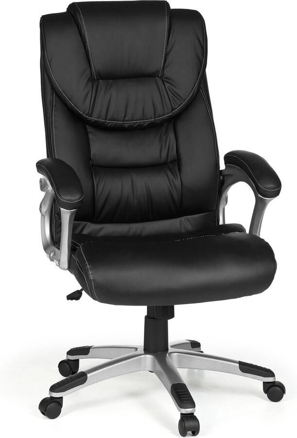 Rootz Living Rootz Draaistoel Bureaustoel Directiestoel Extra hoge rugleuning Breed zitgedeelte Verstelbare hoogte Schommelmechanisme Lendensteun 112-122cm x 67cm x 60cm