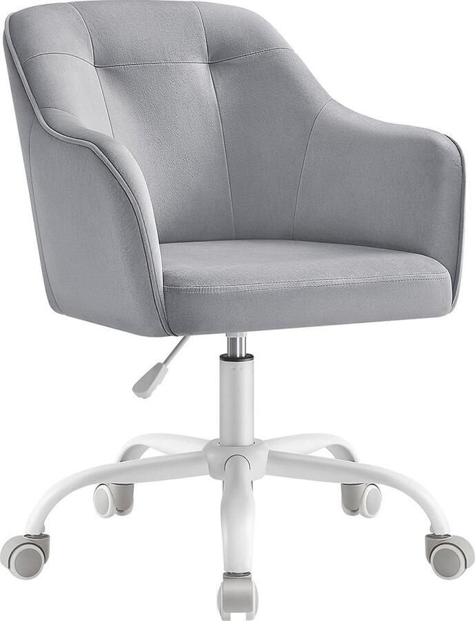 Rootz Living Rootz Draaistoel Bureaustoel Rolstoel Stalen frame Fluwelen bekleding Verstelbare hoogte 64cm x 64cm x (83-93)cm Duifgrijs