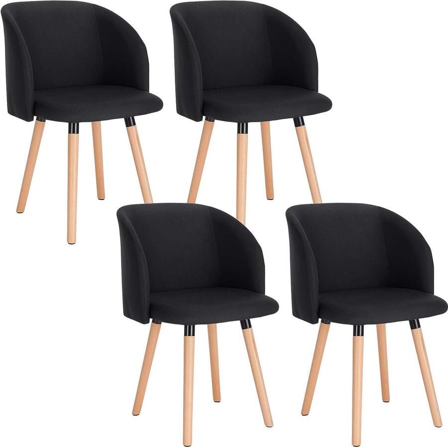 Rootz Living Rootz Eetkamerstoel Ergonomische Fauteuil Accentstoel Ademend Linnen Massief Houten Poten 84cm x 47cm x 46cm
