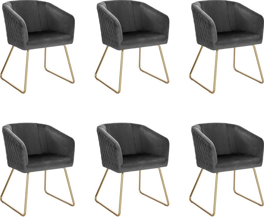 Rootz Living Rootz Eetkamerstoelenset Zitgroep Fauteuilcollectie Pluche zittingen Elegant meubilair Comfortstoelen Deluxe Krukken Donkergrijs 22 0 x 21 7 x 17 2 inch