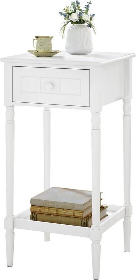 Rootz Living Rootz Elegant Wit Nachtkastje Bijzettafel Voldoende opbergruimte Stijlvol gesneden lade Duurzame massief houten poten 35 cm x 70 5 cm x 35 cm