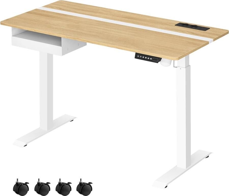 Rootz Living Rootz Elektrisch sta-bureau Verstelbaar bureau Zit-sta bureau Spaanplaatstaal Golden Oak Cloud White 60 cm x 120 cm x (72-120) cm Stille werking Snelle aanpassing Zwaar gebruik 1 5 cm tafelblad 29 2 kg 80 kg capaciteit