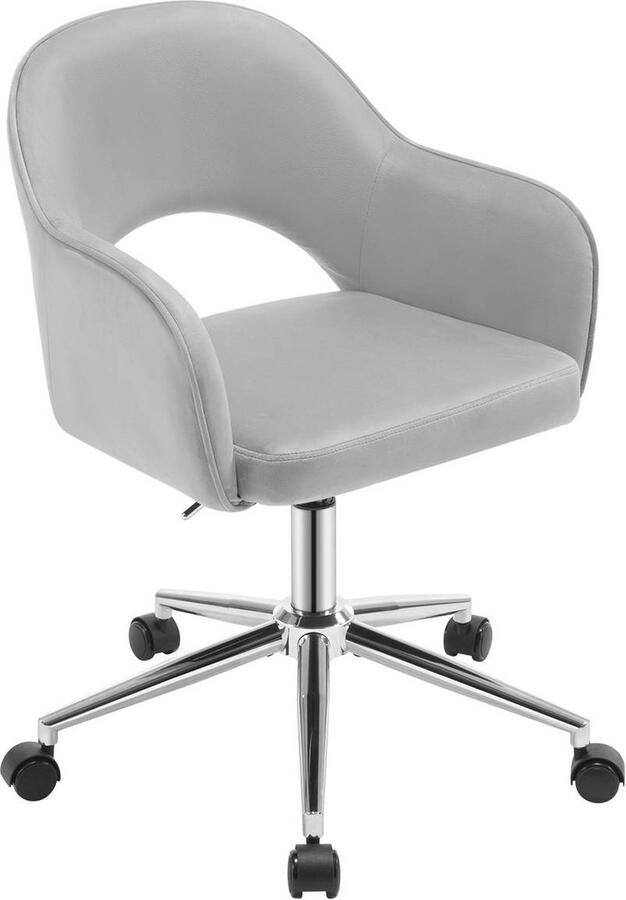 Rootz Living Rootz Ergonomische Bureaustoel Fluwelen Bureaustoel Draaibare Bureaustoel Hoog Elastisch Schuim Multifunctioneel Verstelbare Hoogte Stabiele Metalen Basis 77-86.5cm x 60-69.5cm x 62cm