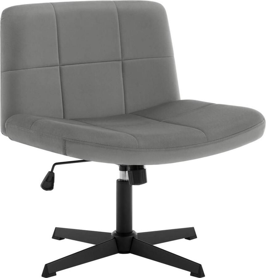 Rootz Living Rootz Fluwelen bureaustoel met brede zitting Ergonomische bureaustoel Draaistoel Verstelbare hoogte 360° draaibaar Schuim met hoge dichtheid 64 cm x 49 5 cm x 41-53 cm