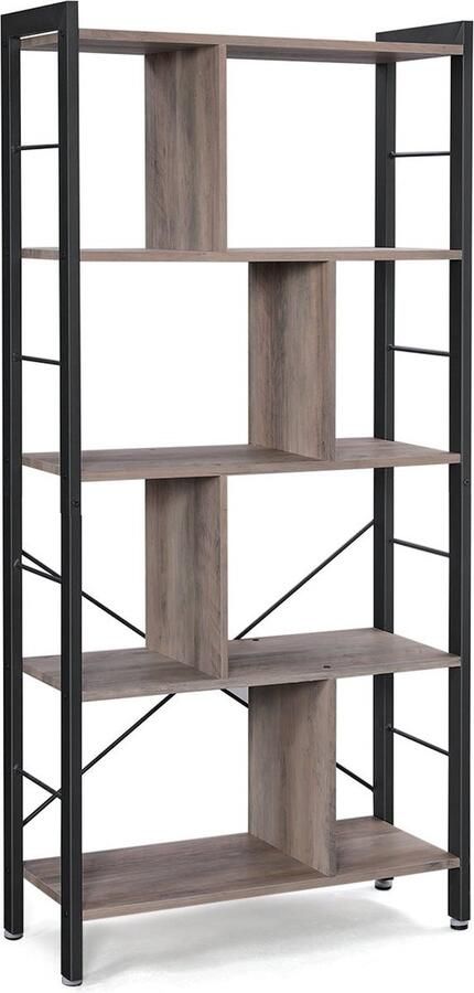 Rootz Living Rootz Greige Zwarte Boekenplank Opbergrek Spaanplaat Staal Capaciteit 25 kg 74 cm x 30 cm x 154 5 cm