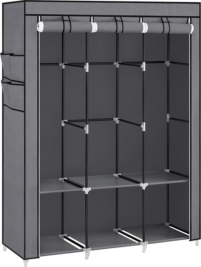 Rootz Living Rootz grijze stalen kledingkast kledingorganizer kastopslag niet-geweven stof kunststof 45 cm x 130 cm x 167 cm