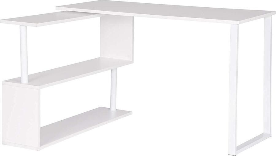 Rootz Living Rootz Hoekbureau Werkstation Bureautafel Studiebureau PC-standaard Schrijftafel L-vormig meubilair Wit 50 x 74 x 120 cm