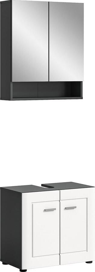 Rootz Living Rootz Houten Badkamermeubelset Grijs Vanity Set Duurzaam FSC Gecertificeerd 140cm x 50cm x 58cm