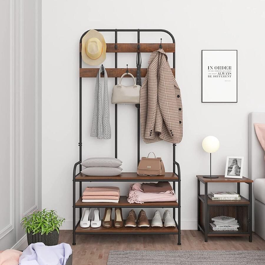 Rootz Living Rootz Industrieel Kledingrek Kapstok Kledingorganisator Voldoende opbergruimte Duurzaam ontwerp Eenvoudig onderhoud 84 cm x 180 cm x 36 cm