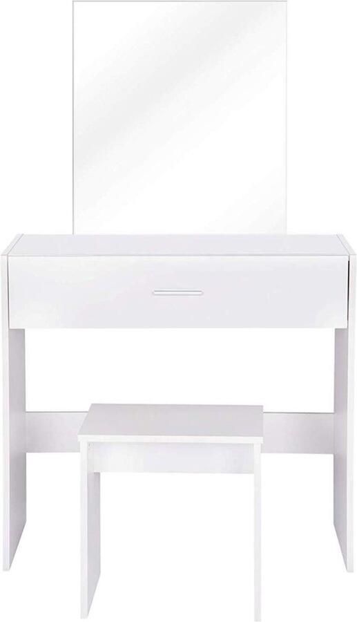 Rootz Living Rootz Kaptafel met Kruk Vanity Set Make-upbureau Frameloze spiegel Voldoende opbergruimte Multifunctioneel Stevige constructie 82 cm x 39 cm x 132 cm