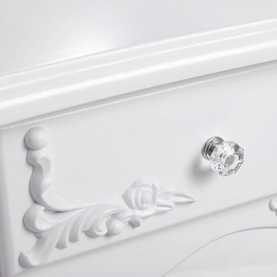 Rootz Living Rootz Kaptafel Met Spiegel En Kruk Ladeverdeler Make-up Kaptafel Dressoir Met Spiegel Slaapkamer Make-up Tafel Mat Wit 75 x 139 x 40 cm (B x H x D)