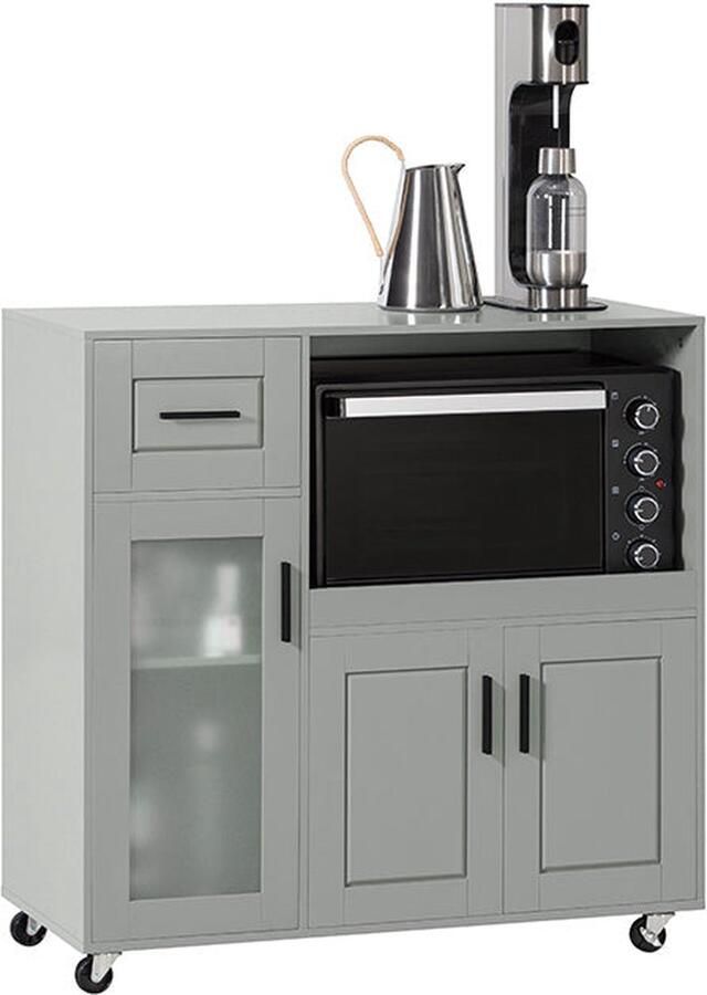 Rootz Living Rootz Keukenkast Dressoir Halkast Keukentrolley MDF-constructie Verstelbare plank Mobiel ontwerp 89 cm x 89 cm x 40 cm