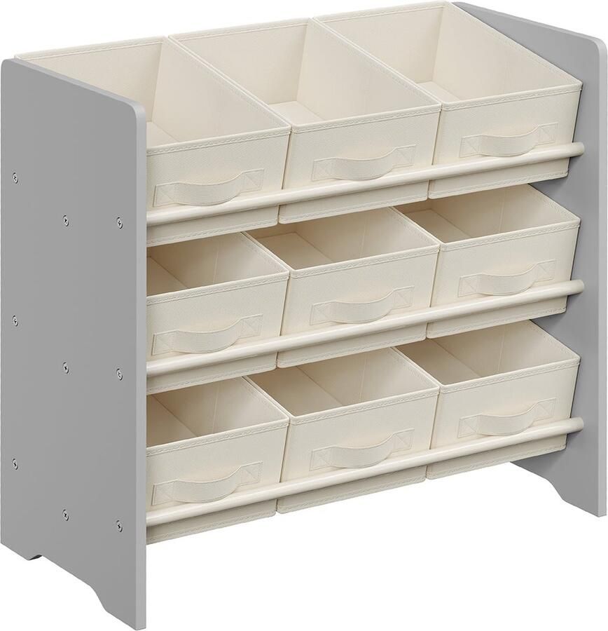 Rootz Living Rootz Kinderboekenkast Dove Grey Kinderboekenkast Opbergorganisator MDF en niet-geweven stof Lichtgewicht Ruim Stevig 29 5 cm x 62 5 cm x 60 cm