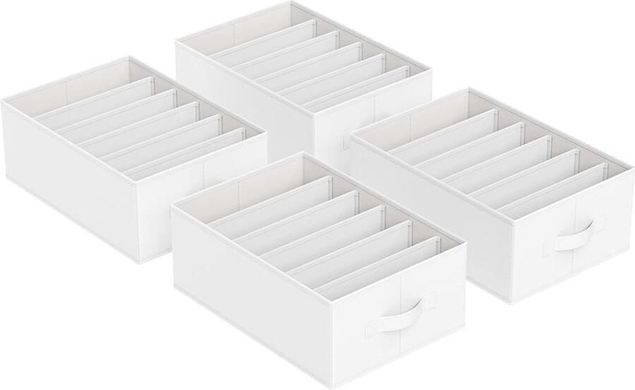 Rootz Living Rootz Klassieke witte garderobe-organizerset Kastopslagbakken Niet-geweven stof Kartonnen inzetstukken 42 cm x 30 cm x 17 cm
