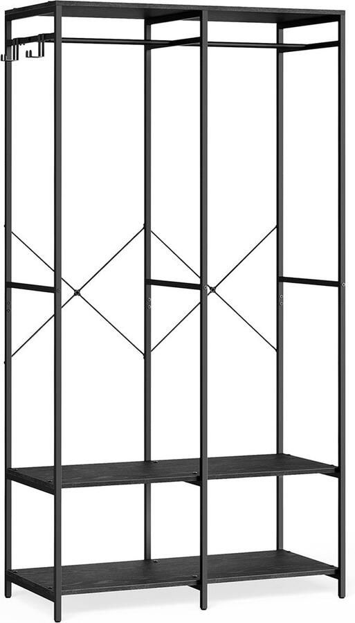 Rootz Living Rootz Kledingrek Garderobeorganisator Stalen spaanplaat 40 cm x 94 5 cm x 180 cm Ebbenhout Zwart 14 8 kg 146 kg capaciteit