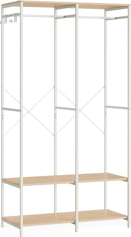 Rootz Living Rootz Kledingrek Organizer Kledingrek Garderobestandaard Stalen spaanplaat Heavy Duty Natuurlijk Beige 40 cm x 94 5 cm x 180 cm