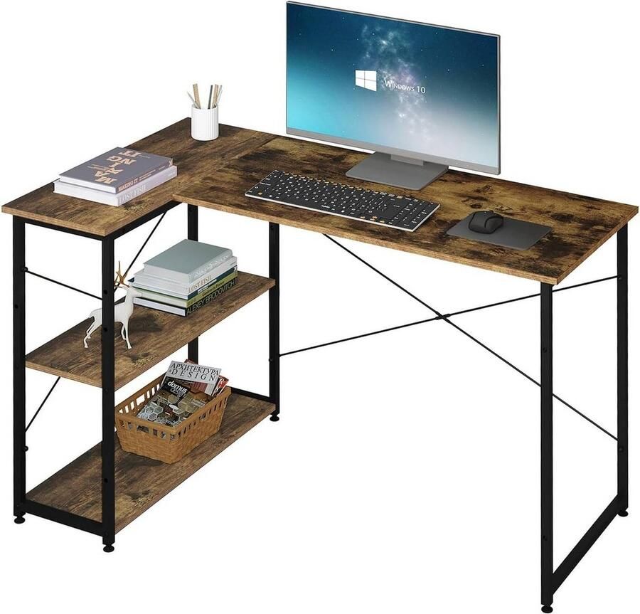 Rootz Living Rootz L-vormig computerbureau Hoekbureau Bureau Ruim werkgebied Verstelbare opslag Duurzaam ontwerp 120 cm x 72 5 cm x 72 cm