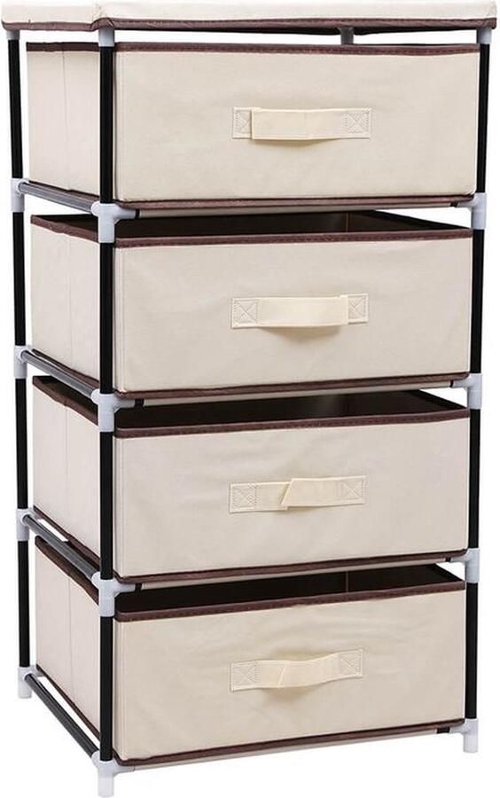 Rootz Living Rootz Ladekast Opbergkast Plank 4 Ladekast Kantoor Ladekast Archiefladekast Slaapkamer Ladekast Meerdere Ladekast Beige 45 x 84 5 x 38 cm (B x H x D)