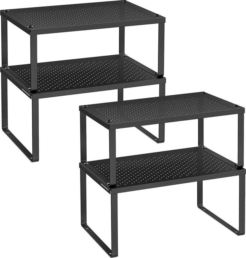 Rootz Living Rootz Metalen Taartorganizer Set Inktzwart Plank Keukenopslag Groot 22 9 cm x 32 cm x 15 4 cm Klein 21 9 cm x 32 cm x 13 7 cm 2 4 kg