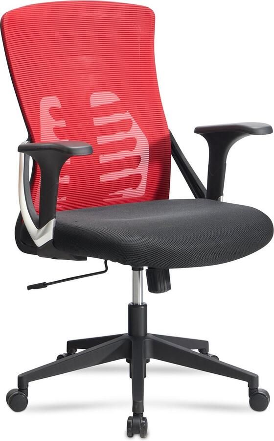 Rootz Living Rootz Modern Design Draaistoel Bureaustoel Ergonomische stoel Rood en Zwart Schommelmechanisme Verstelbare zithoogte Lendensteun 94cm x 65cm x 65cm