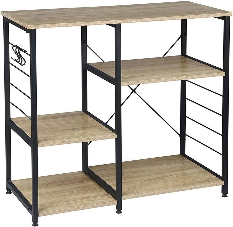 Rootz Living Rootz Modern Staande Plank Opbergrek Display Duurzaam en Krasbestendig Eenvoudige montage Veelzijdige zwarte eiken afwerking 90 cm x 40 cm x 83 5 cm