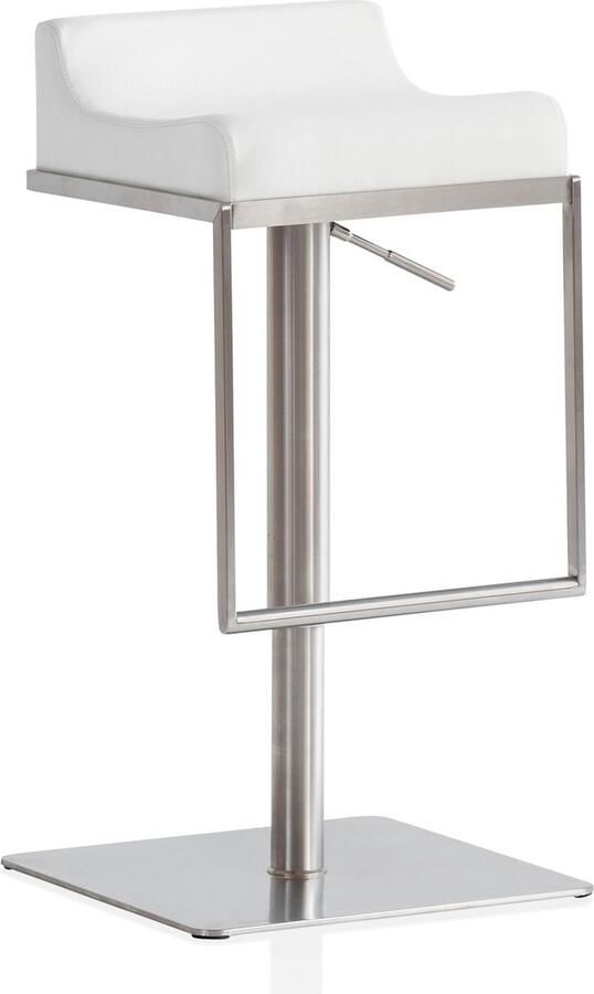 Rootz Living Rootz moderne barkruk witte toonbankstoel bistrokruk verstelbare hoogte antislipkussentjes gemakkelijk te onderhouden 42 cm x 42 cm x 67-92 cm