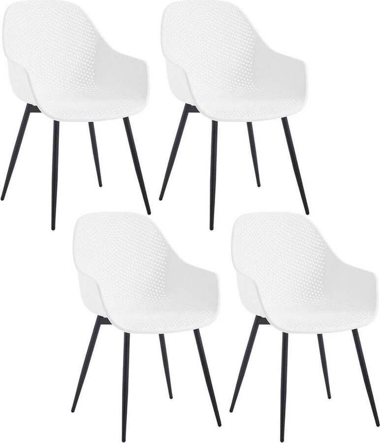 Rootz Living Rootz moderne eetkamerstoelen met holle rug Ergonomische zitplaatsen Scandinavische stijl Stevig en comfortabel PP en metaal 56 cm x 87 5 cm x 58 cm