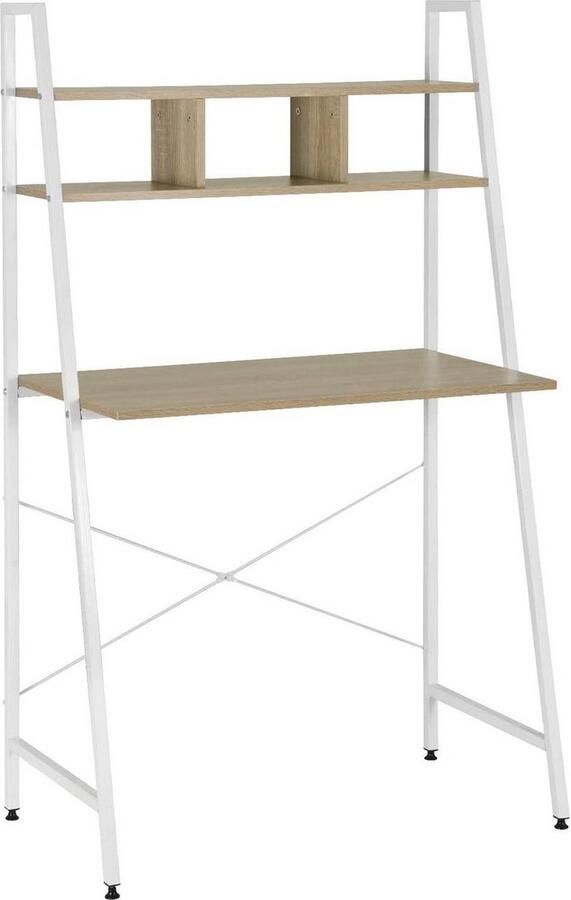 Rootz Living Rootz Multifunctioneel Bureau Computertafel Robuust en stabiel voldoende opbergruimte ruimtebesparend 46 cm x 140 cm x 84 cm Licht eiken + zwart