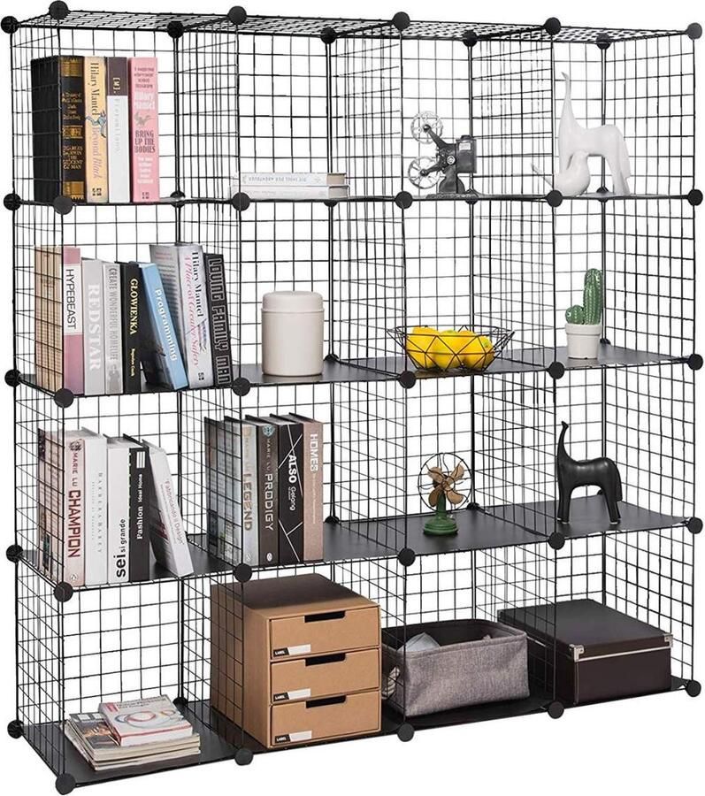 Rootz Living Rootz multifunctionele modulaire opbergkast Organisatoreenheid Rekkensysteem Aanpasbaar duurzaam eenvoudige montage 148 cm x 148 cm x 37 cm