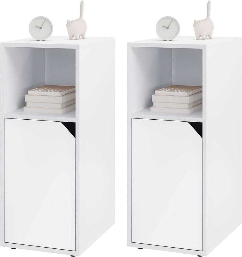 Rootz Living Rootz Nachtkastje Opbergkast E1 Kwaliteit Hout Verstelbare scheidingswand Modern design 25cm x 62cm x 35cm