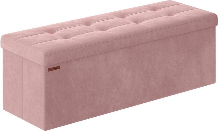 Rootz Living Rootz Pastelroze Zitkist Opbergpoef Gestoffeerde Bank MDF Fluwelen Schuim 131L Capaciteit 38cm x 110cm x 38cm