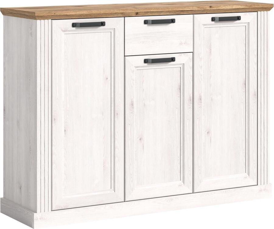 Rootz Living Rootz Pine White Nb Ladekast Scandinavisch dressoir Scandinavische kast 3 deuren 1 lade 6 planken Duurzaam FSC-gecertificeerd 139 cm x 103 cm x 42 cm